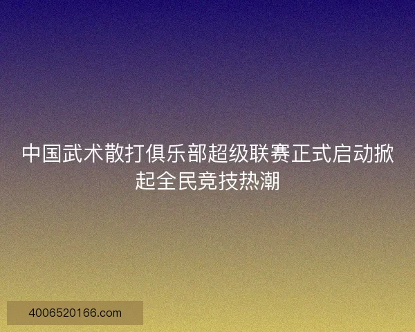 中国武术散打俱乐部超级联赛正式启动掀起全民竞技热潮